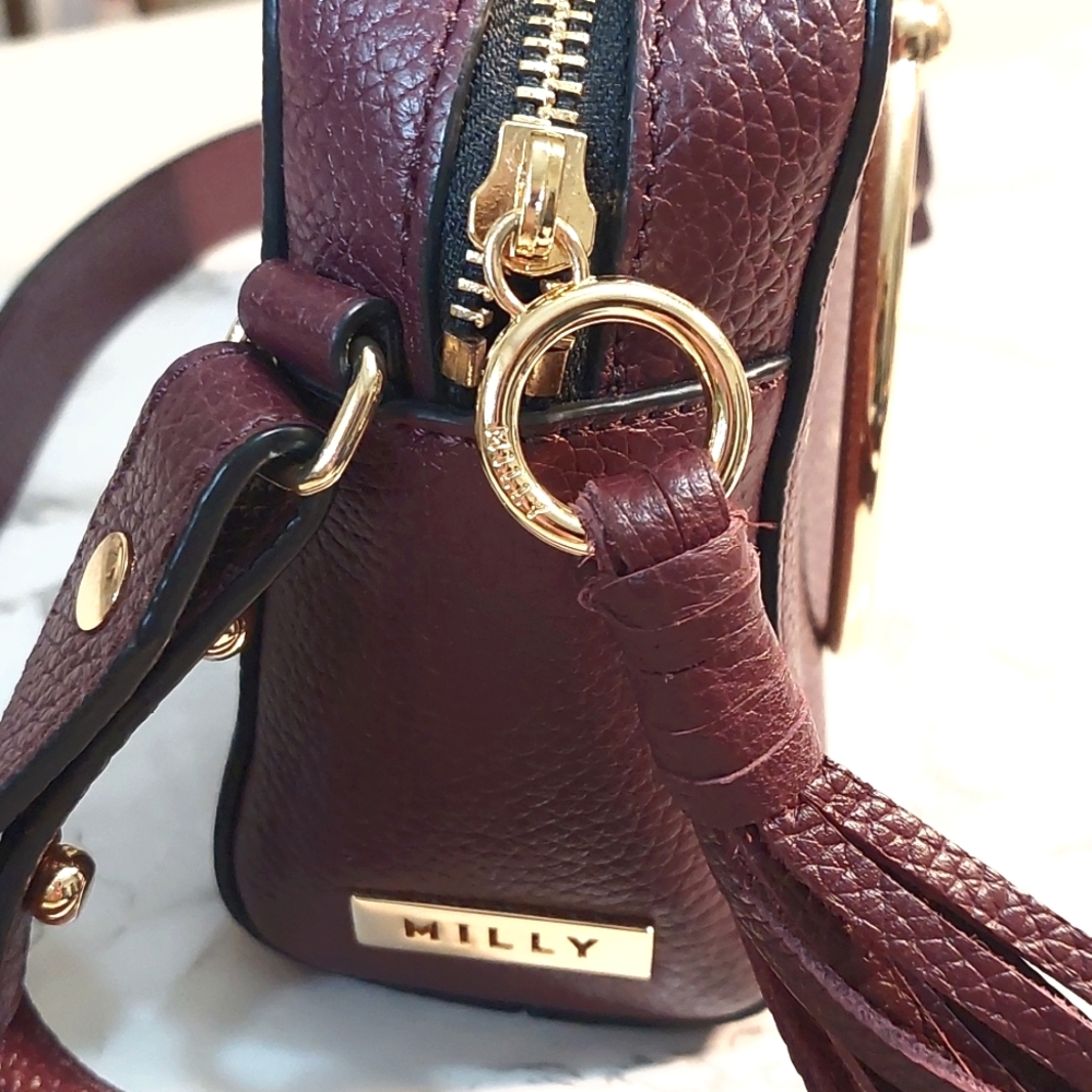 Milly Burgundy Mini Bag with Gold Accents - Picture 8 of 8